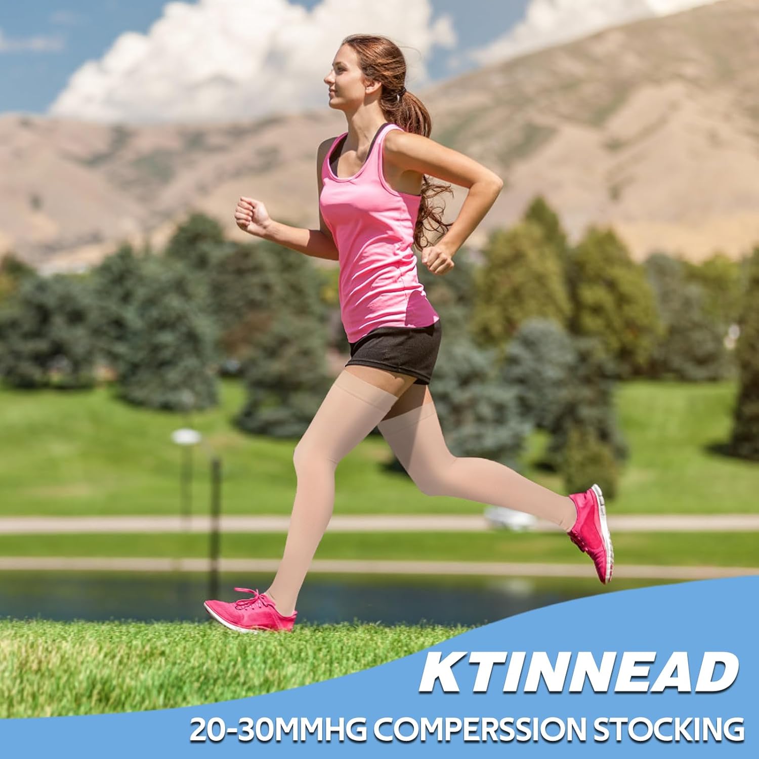 2Pairs Ktinnead 20-30mmHg Thigh High Compression Stockings for Women, Thigh High Compression Socks, Medical Compression Stockings for Pregnant, Teacher, Doctor, Varicose Veins, Swelling, lymphedema - Image 2