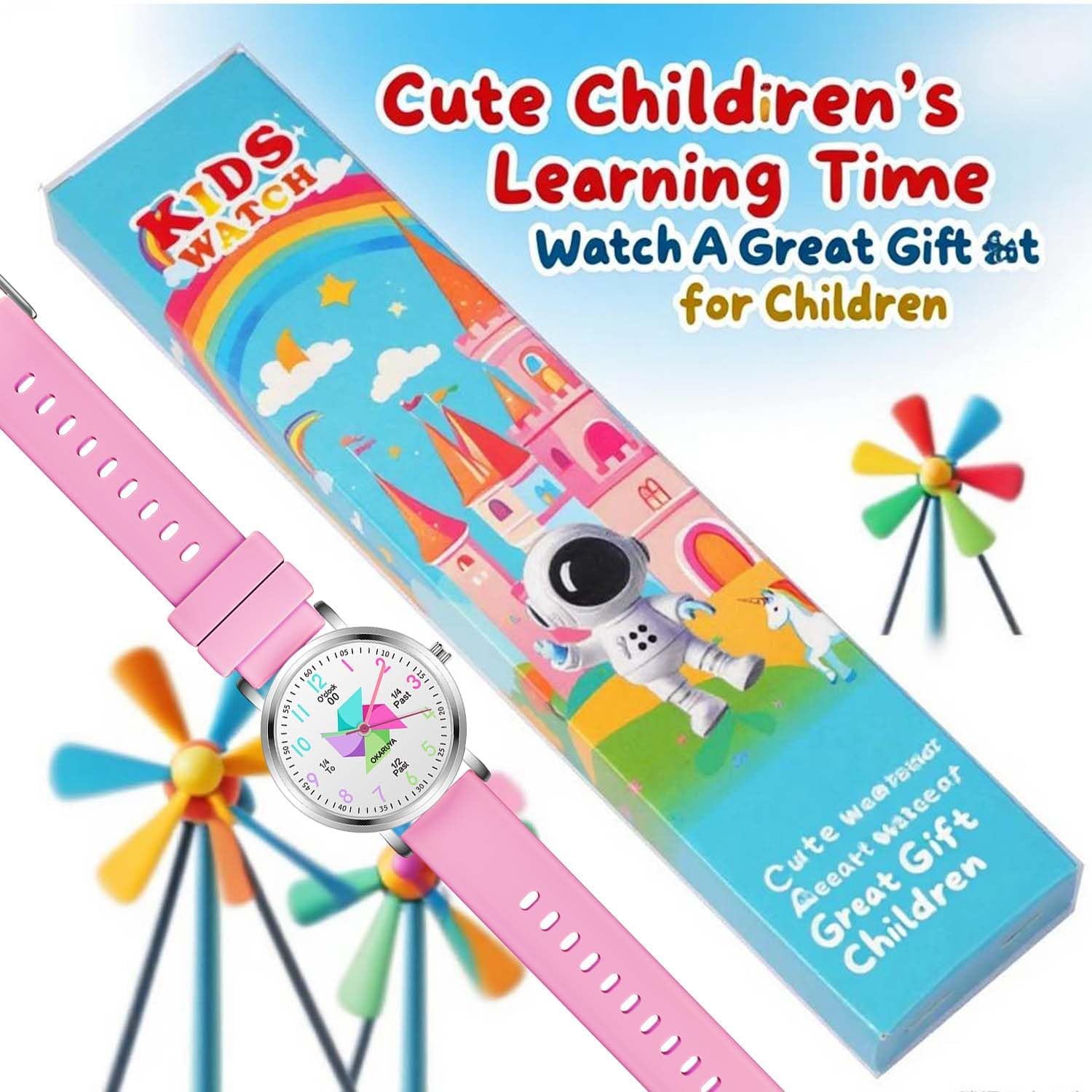 Blisshour Kids Watch Analog Waterproof, Pinwheel Learning Watch for Kids 8-12, Teacher Watches for Boys Ages 5-7 6-8, Easy to Read Educational Girls Watches