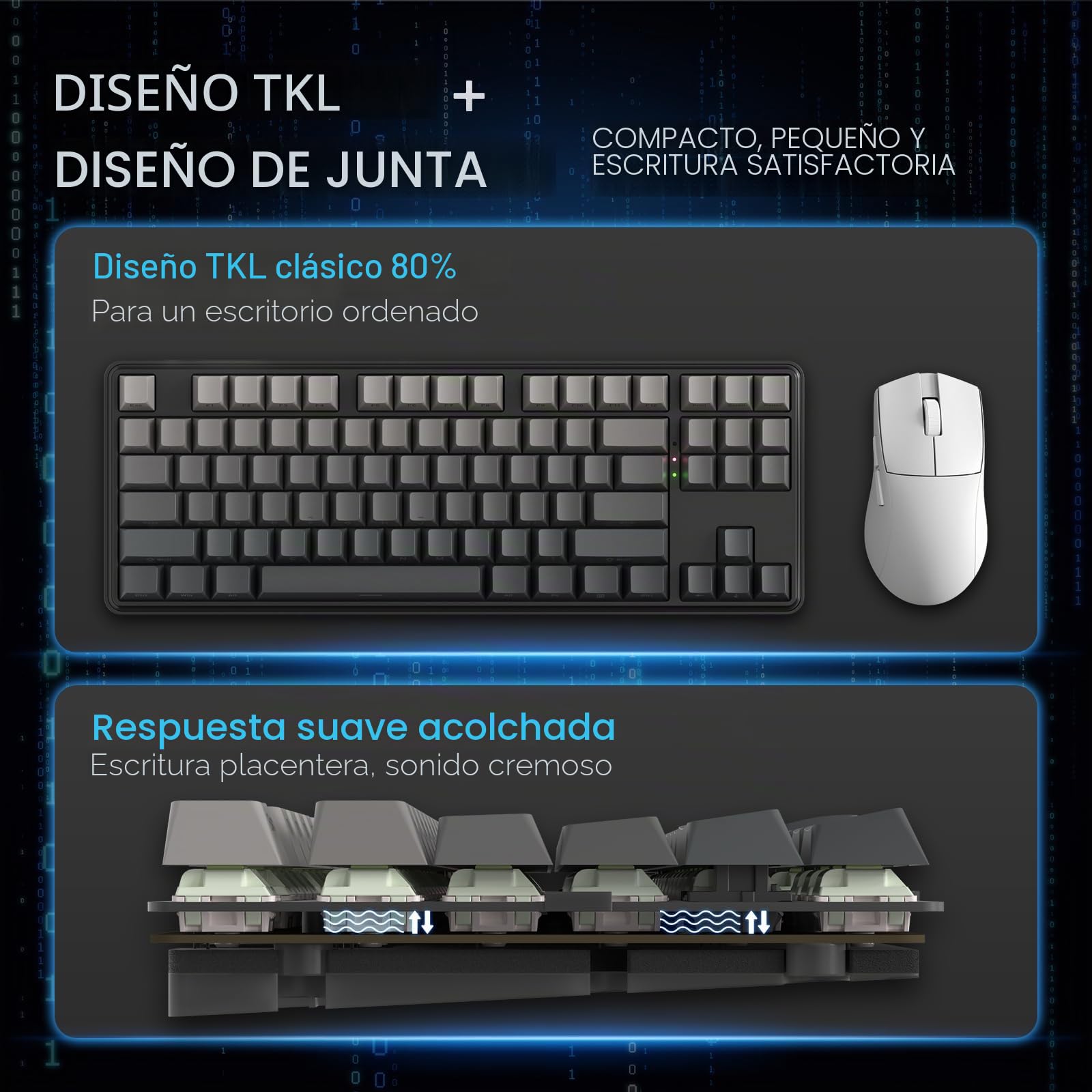 Redragon K707 Pro GB Teclado Gaming RGB Gasket 80% TKL Metal Inalámbrico | 3 Modos Hot Swap LEDs Hacia Abajo Teclas PBT Gradiente 5 Capas Amortiguación Interruptor Lineal US Layout