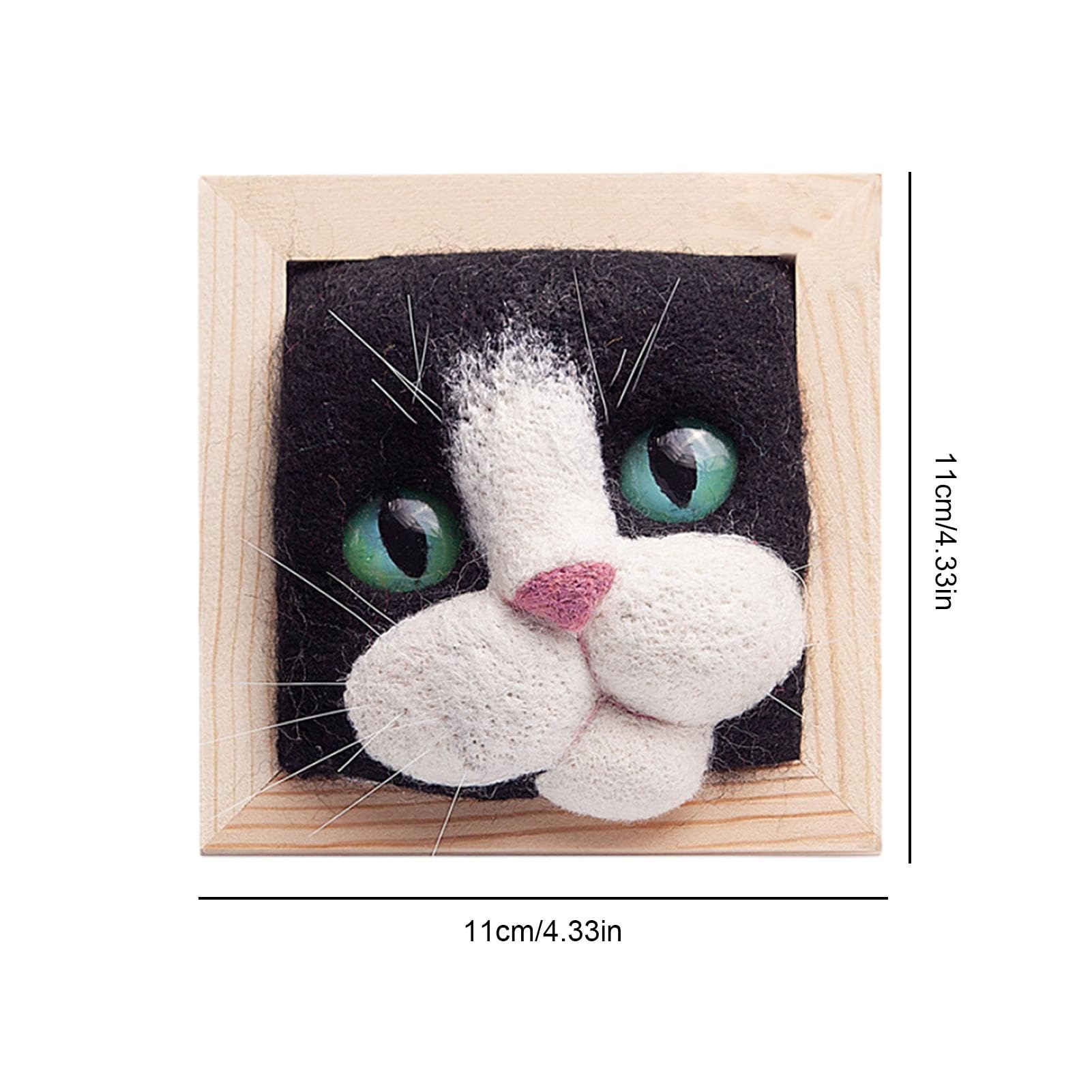 羊毛フェルト 猫のアート フレーム付き 猫の顔ドアップ」羊毛フェルトが可愛すぎる！ムチムチ感が最高だ