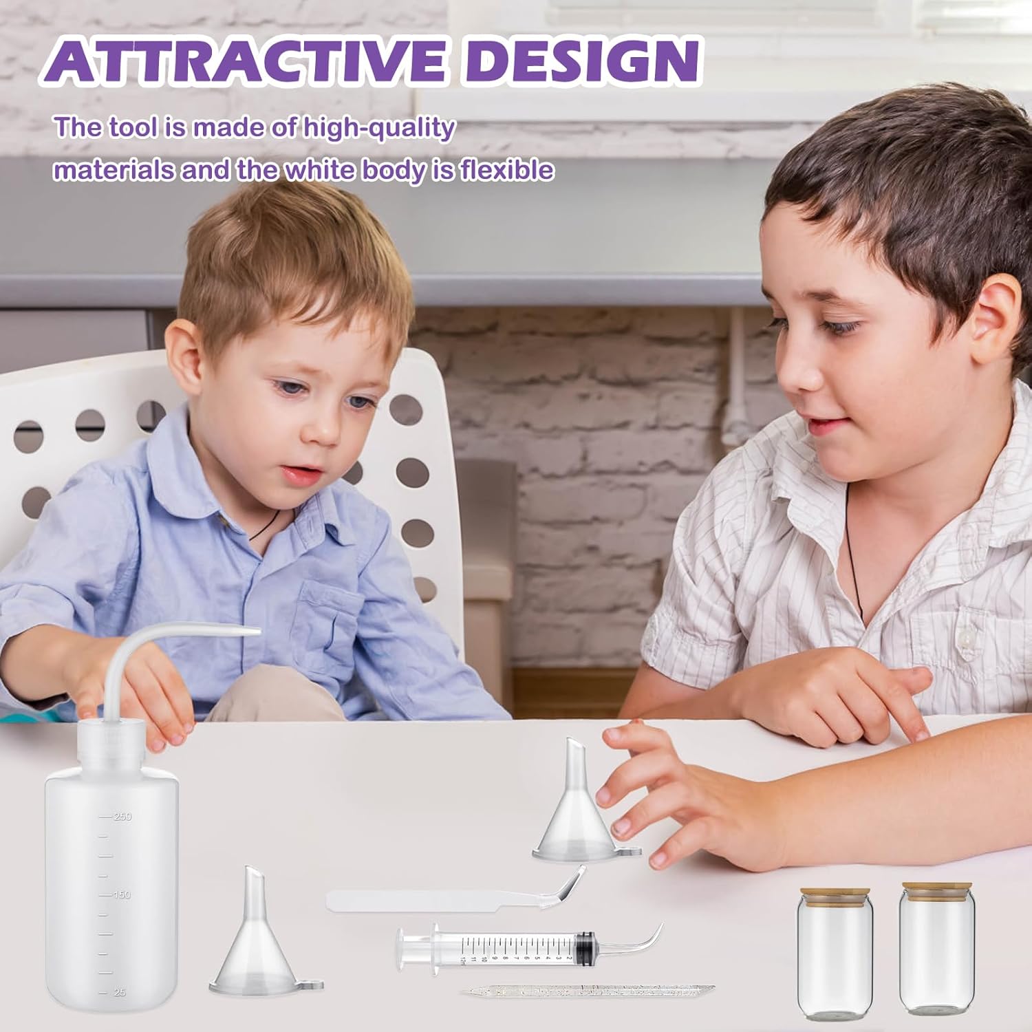 12 Pcs Snow Globe Tumbler Supplies Kit: DIY Tool Set with Bent Squeeze Bottles, Funnels, Tweezers, Bent Syringes & Pokey Sticks – Glitter Filling Accessories for Snowglobe Tumbler Crafting (No Cup) - Image 7