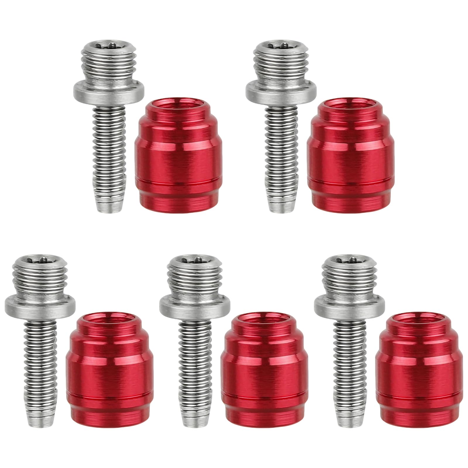 Mistillion 5 Sets Bike Hydraulic Brake Olive Insert Kit, Aluminium Alloy & Stainless Steel Brake Hose Olive & Connecting Inserts, Compatible with SRAM AVID Stealth-AMAJIG Disc Brakes, Red