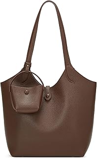 Pocadri Retro PU Leather Shoulder Bag Medium Bucket Tote Handbag Quilted Hobo Underarm Purse Satchel Commuting Dating Travel