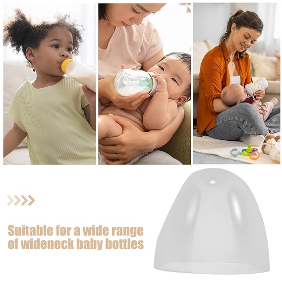 Universal Wide Neck Baby Bottle Caps Replacement Parts 4 Pack Durable Plastic Feeding Bottle Lids and Dust Covers for Baby Bottles