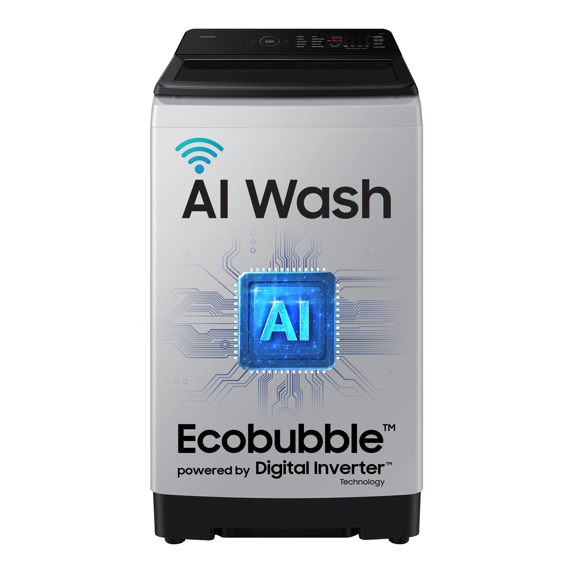 Samsung 8 Kg, 5 Star, AI Wash, AI Energy Mode, Wi-Fi, Ecobubble, AI VRT+, Super Speed, Soft Closing Door, Digital Inverter, Fully-Automatic Top Load Washing Machine (WA80F08S2LTL, Lavender Gray) — image 1 of 7