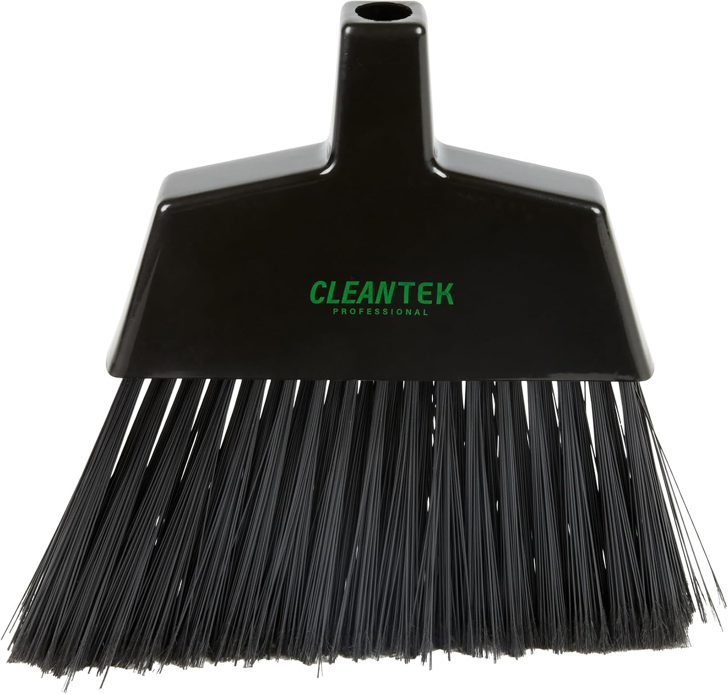 Restaurantware-Broom Head ONLY: Clean Tek Professional 12.21-Inch Angled Broom Head, 1 Heavy-Duty Indoor Cleaning Tool - Handle Sold Separately, Flagged Bristles, Black Plastic, Outdoor Use