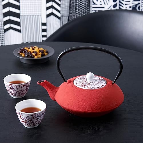 Miniatura 2 de 40 fl oz. Tetera Yantai de hierro fundido rojo