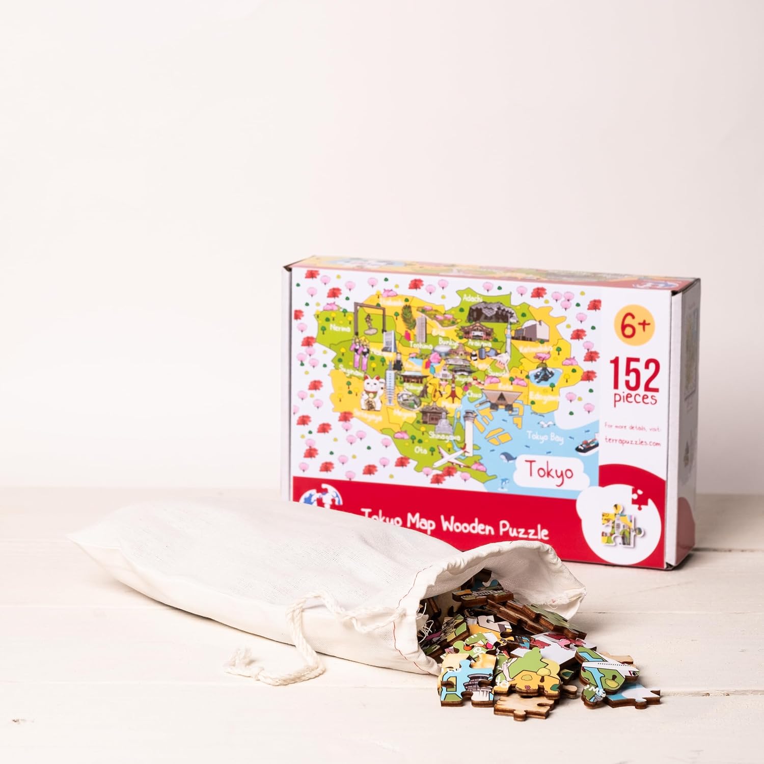 Tokyo Map Wooden Jigsaw Puzzle 152 Piece, 15x10 inches