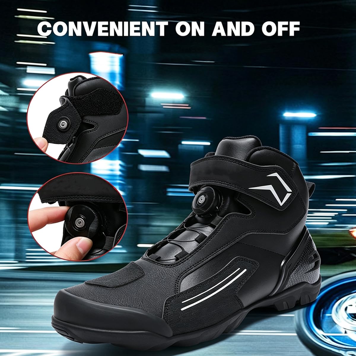 Scarpe Moto Uomo Stivali Moto in Pelle Rinforzate | Supporto alla Caviglia, Suola Antiscivolo, Impugnatura del Cambio, impermeabile, Enduro Adventure, Adulto