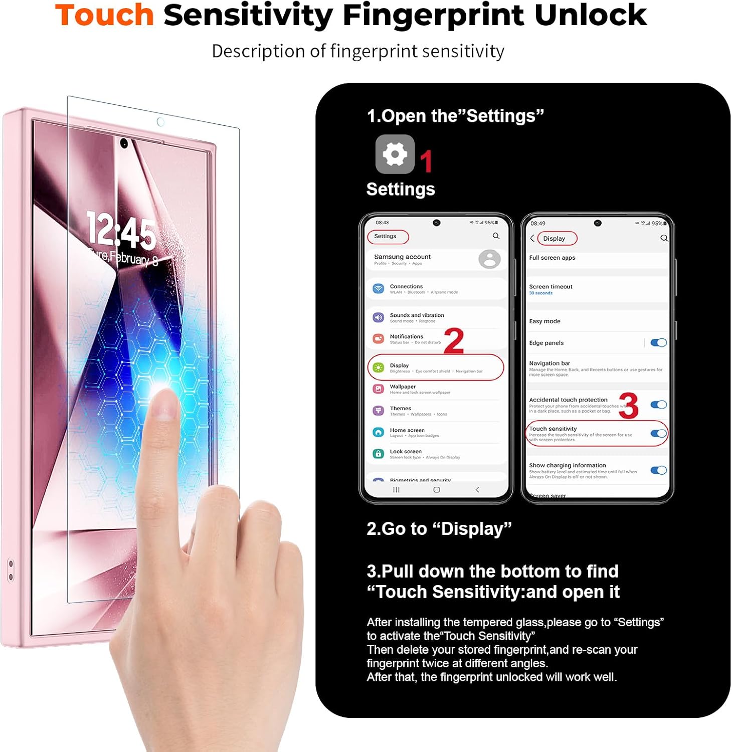 SUPFINE Magnetic for Samsung Galaxy S24 Ultra Case with Screen Protector, (Built-in Magnets) (Military Grade Drop Protection) Slim Translucent Shockproof Phone Case,Light Pink