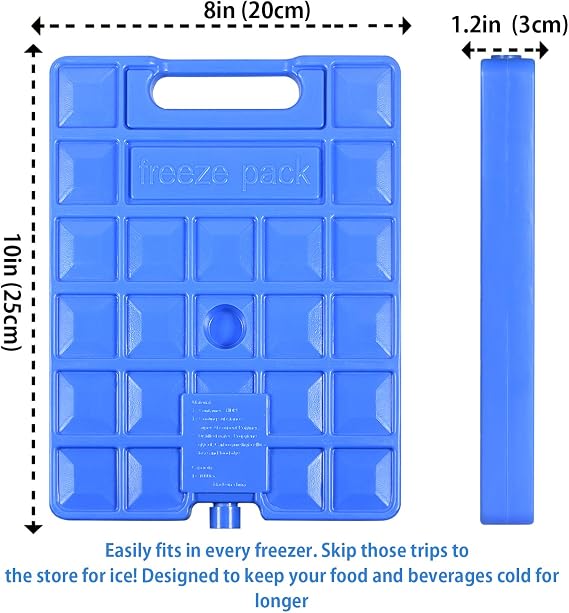 5 Pack Slim Ice Pack Brick Reusable Long Lasting Cold Thin Freezer Packs Cooler Accessories for Lunch Boxes Bag, Beach, Camping & Fishing