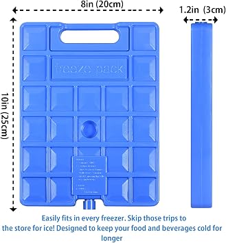 5 Pack Slim Ice Pack Brick Reusable Long Lasting Cold Thin Freezer Packs Cooler Accessories for Lunch Boxes Bag, Beach, Camping & Fishing