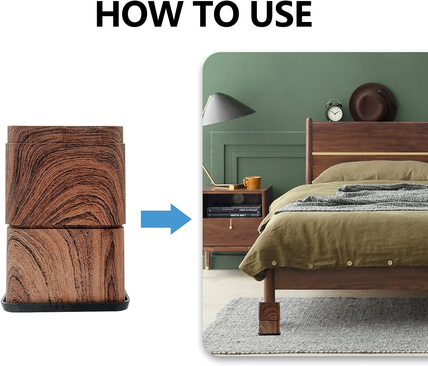 BTSD-home 3 Inch Bed and Risers Stackble Bed Lifts Risers in Heights of 3 or 6 Inch Heavy Duty