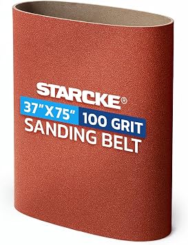 37 x 75 Inch Sanding Belts - 100 Grit Aluminum Oxide Belt Sanders for Woodworking and Metal, German Quality Heavy Duty Cloth Belt Sanding with Smooth Running Joint, Wide Sander Belts - 1 Pack