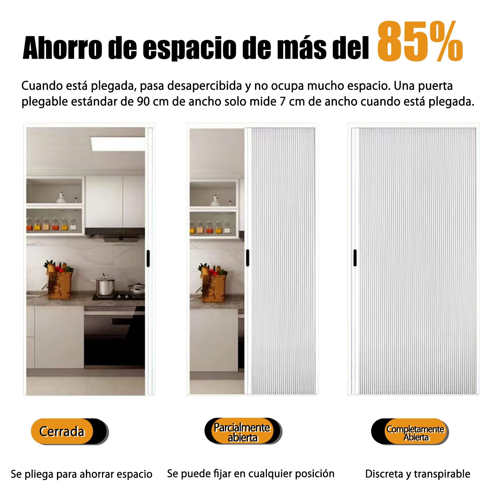 Puertas Plegables Interiores,Puertas de acordeón,Puerta Plegable de Acordeón Gris Sin Perforar con Marco de Metal y Panel no Tejido,con Manija,Lavadero/Ducha/Guardarropa/Lavaderos Gris