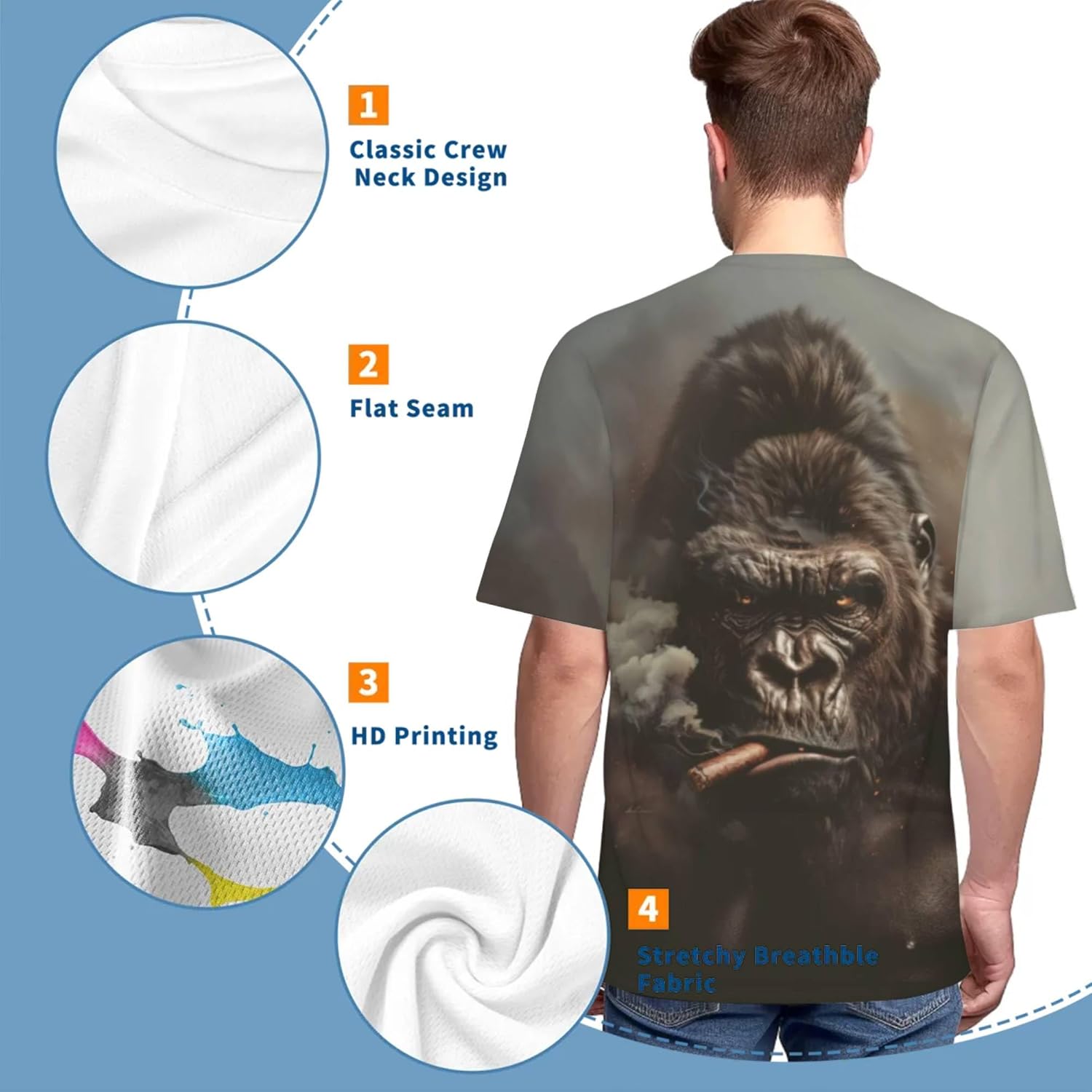 3D Pattern Print T-Shirt Breathable Cool Lightweight Flexible Easy to Match Diverse and Stylish - Image 2