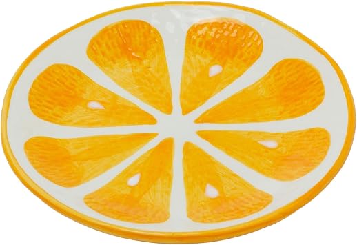 Carousel Home Orange Slice Side Plate, 16cm Ceramic Fruit Shaped Snack Dish for Summer Dining and Small Bites