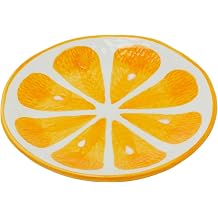 Carousel Home Orange Slice Side Plate, 16cm Ceramic Fruit Shaped Snack Dish for Summer Dining and Small Bites