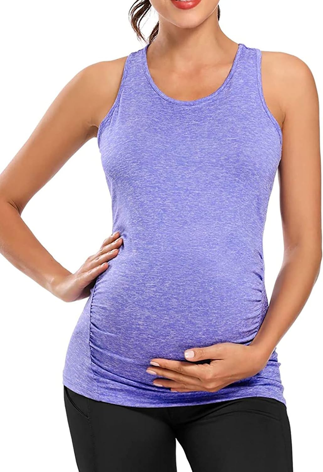 Alvivi Maternity Racerback Tank Tops Seamless Vest T-Shirt Pregnancy Yoga Athletic Clothes Tunics