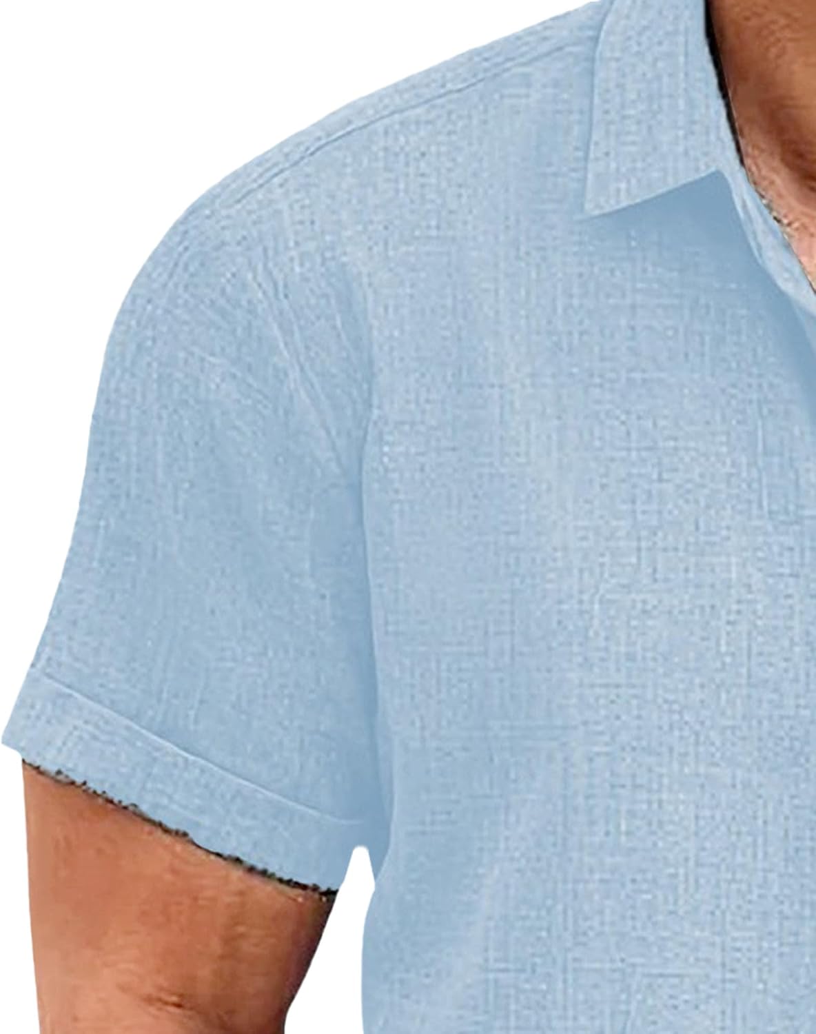 Men's Summer Casual Button Down Shirts Cotton Linen Short Sleeve Shirt for Men Lightweight Beach Tops