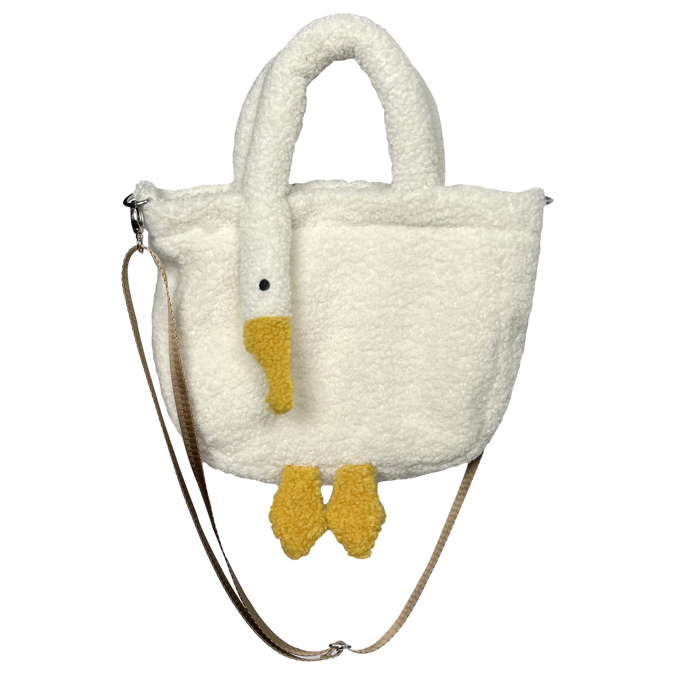 XACKWUEROWomen Cute Plush Goose Bag Funny Novelty Goose Purse Tote Handbag Shoulder Shopper Bag, White Shoulder Type, Normal