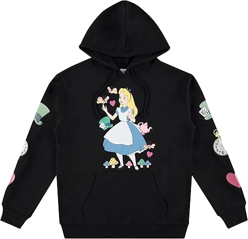 Disney Sudadera con capucha de Alicia en el país de las maravillas para mujer, ropa clásica de Alicia en el país de las maravillas -