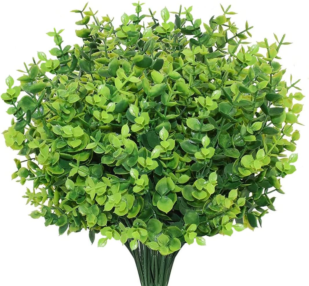 AIOR 10 Piezas Flores Artificiales Flor Falsas en Interiores y Exteriores, Arbustos Verdes Resistentes a Los Rayos UV Plantas para Colgar, para Casa Jardín Ventana Boda Decoración (Verde)