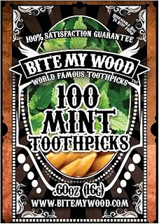 BiteMyWood Mint Flavor Toothpicks For Adults Long Lasting Super Strong Mint Flavored Toothpicks Perfect For Someone Trying To Quit Smoking Lip Tingling Will Leave Your Breath Minty Fresh (100 Picks)