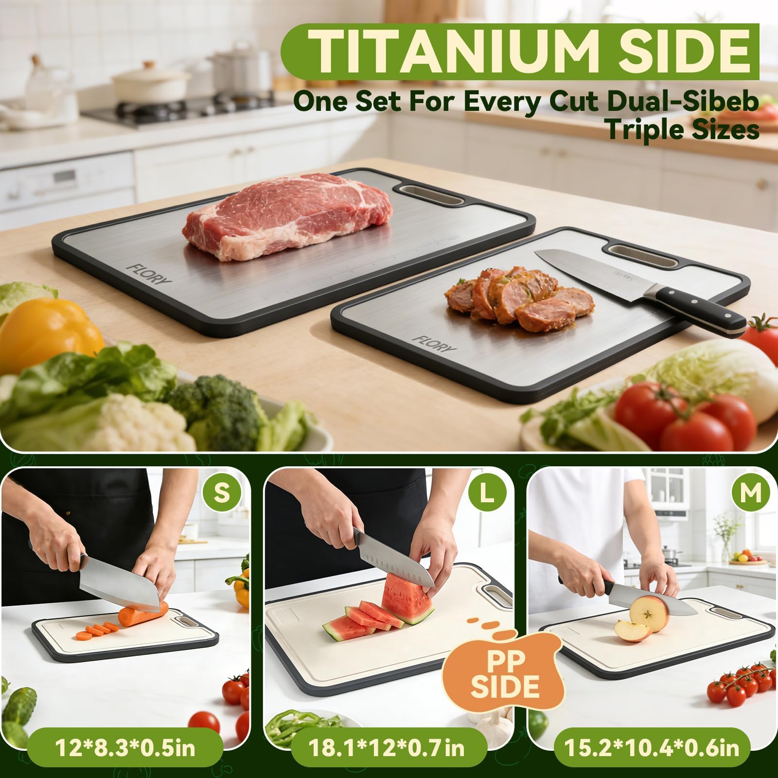 Amazon.com: R FLORY Titanium Cutting Board for Kitchen, 2 Pack 2