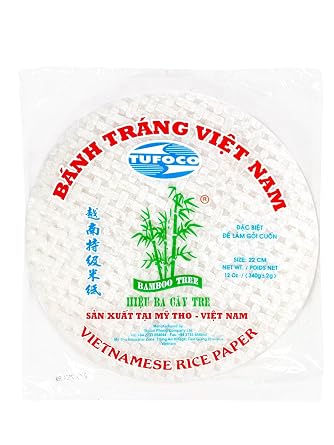 Premium Rice Papers, 30~32 Sheets Per Pack, 10.5 oz, Vietnamese Spring Roll Wrapper, Premium Rice Paper, Round 22cm