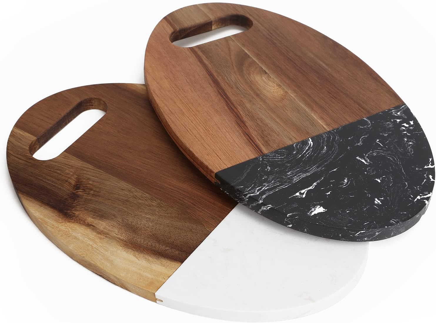 Uniharpa Cutting Board, Acacia Wood Cutting Board Solid Wood Marble Splicing Cutting Board Household Chopping Boards for Meat Bread Fruit. (2 Pieces)