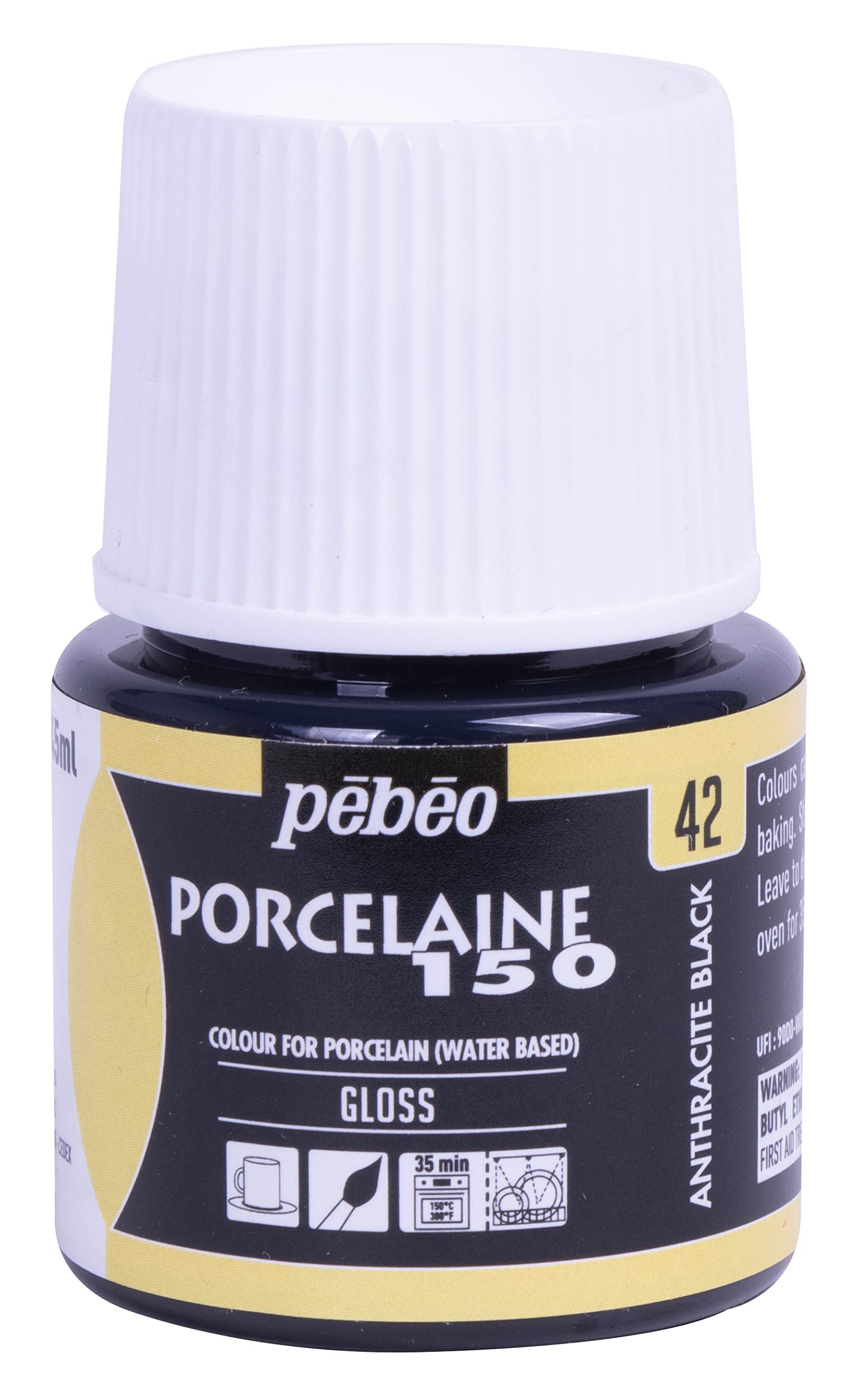Porcelaine 150 Ceramic Paint, 45 ml, Anthracite Black