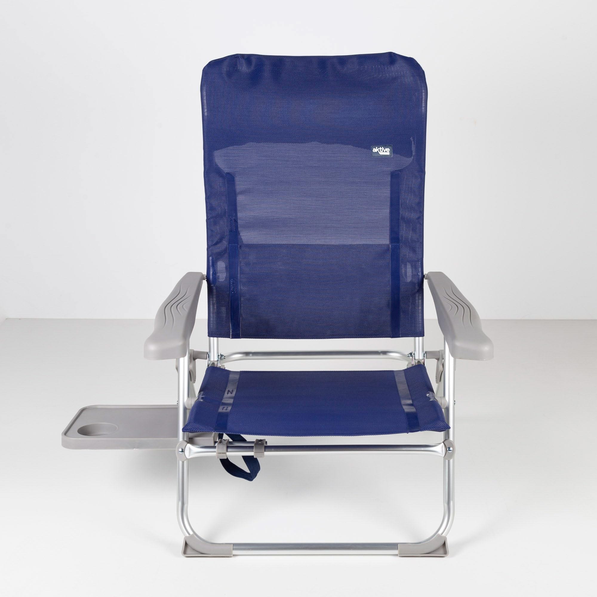 AKTIVE Confezione da 2 sedie da spiaggia pieghevoli, molto compatte, multiposizione, 6 posizioni, con cuscino e tavolo, maniglie per un facile trasporto, dimensioni 47 x 57 x 89 cm, in alluminio e