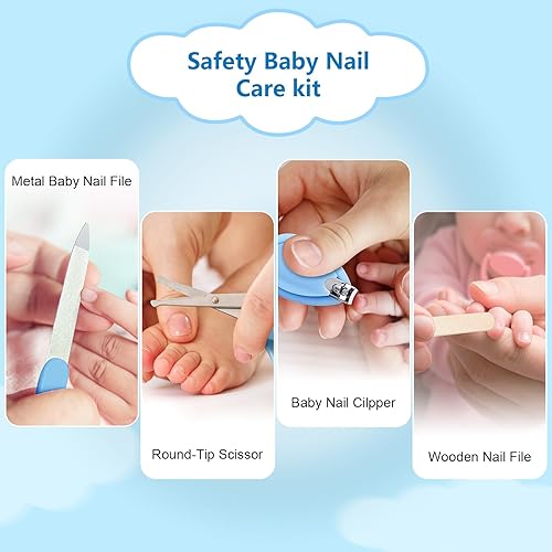 Miniatura 3 de Megainvo Kit de aseo para bebé, kit de cuidado de 24 piezas, juego de recortador de uñas para bebé con luz, kit de cuidado esencial para recién