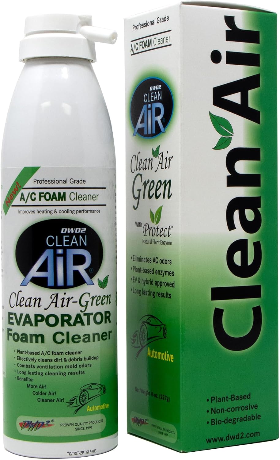 DWD2 KEEP IT CLEAN Clean Air Green Eco-friendly Automotive Foaming AC Cleaner with Plant-Based Enzymes, Non-Toxic and Biodegradable Formula for Deep Cleaning and Odor Removal (8 oz.)