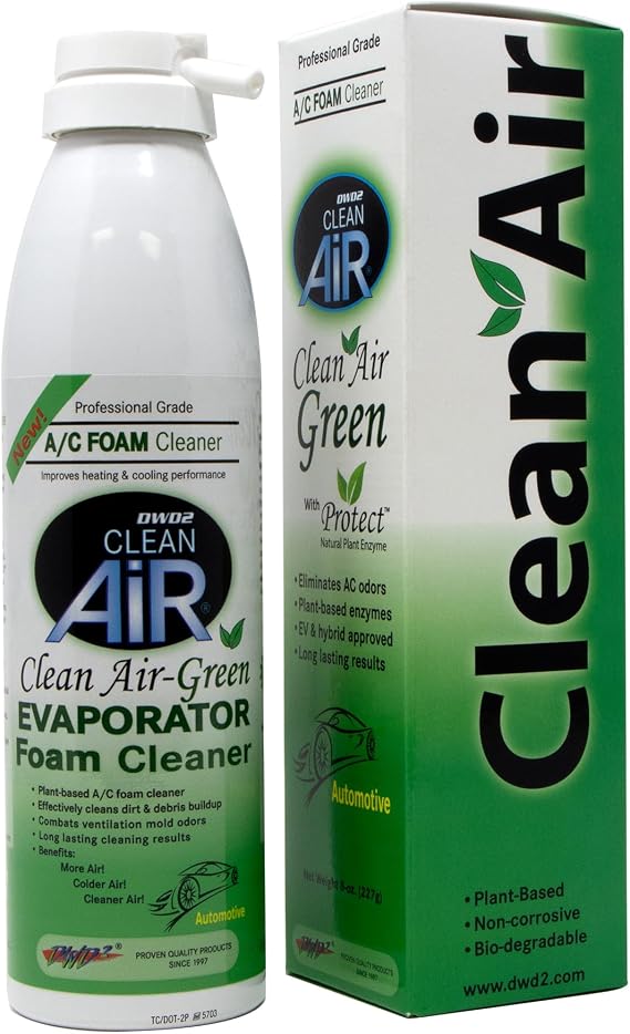 DWD2 KEEP IT CLEAN Clean Air Green Eco-friendly Automotive Foaming AC Cleaner with Plant-Based Enzymes, Non-Toxic and Biodegradable Formula for Deep Cleaning and Odor Removal (8 oz.)