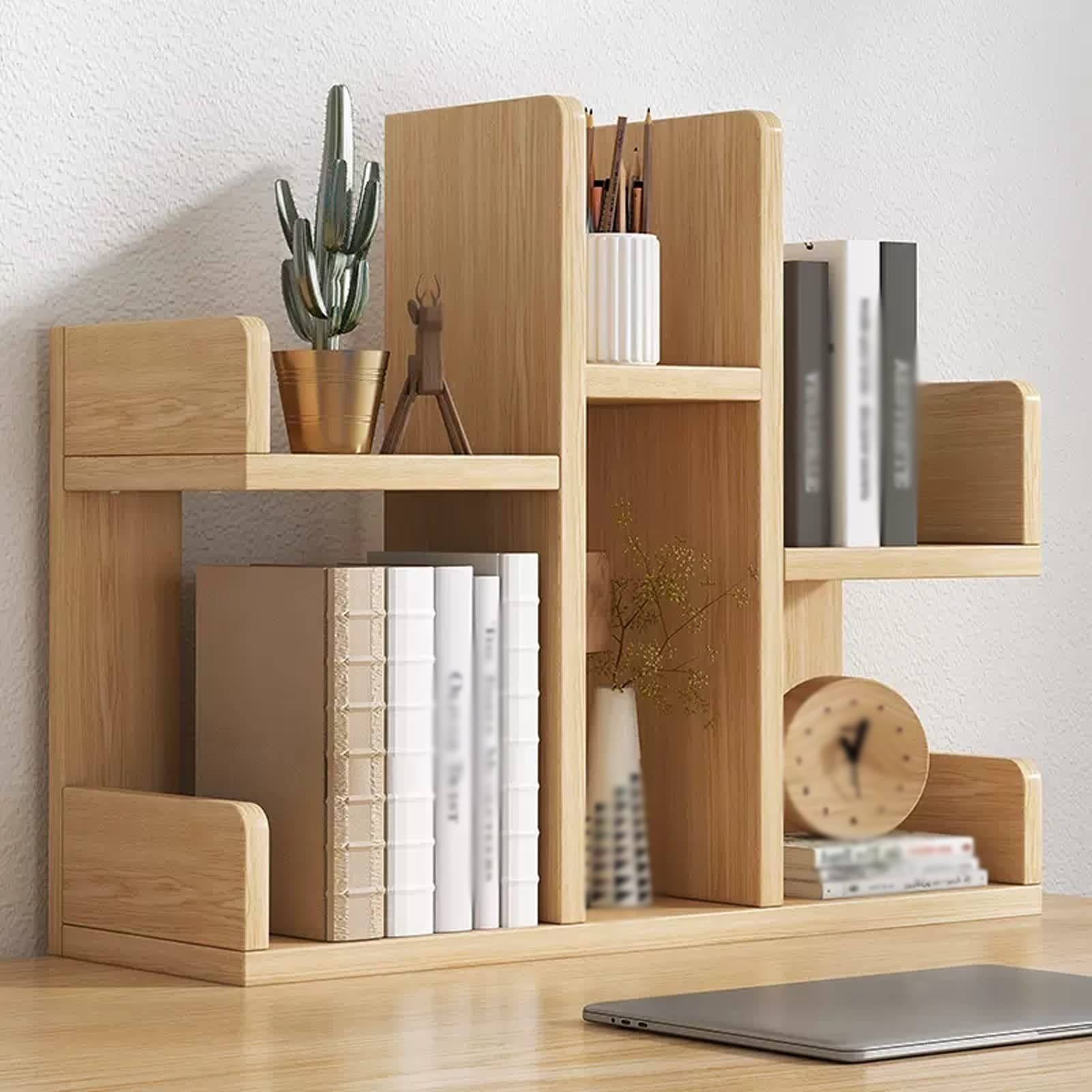 Mała biblioteczka, półka na biurko, drewniana biblioteczka, półka na biurko, stojak ekspozycyjny, półki na książki