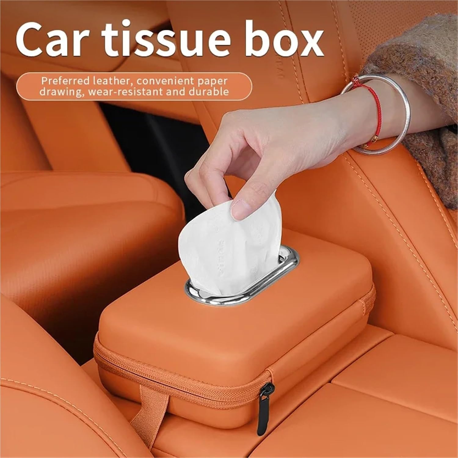 Premium Leather Car Tissue Holder Seat Back Hanging Napkin Dispenser image 5