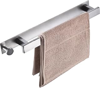Hand Towel Rack – Drill-Free Stainless Steel, Cloth Holder with Resistant, Quick Mount and Compact Space-Saving Build, Durable Grip Design, Bathroom Organizer for Home, Rental, Condo