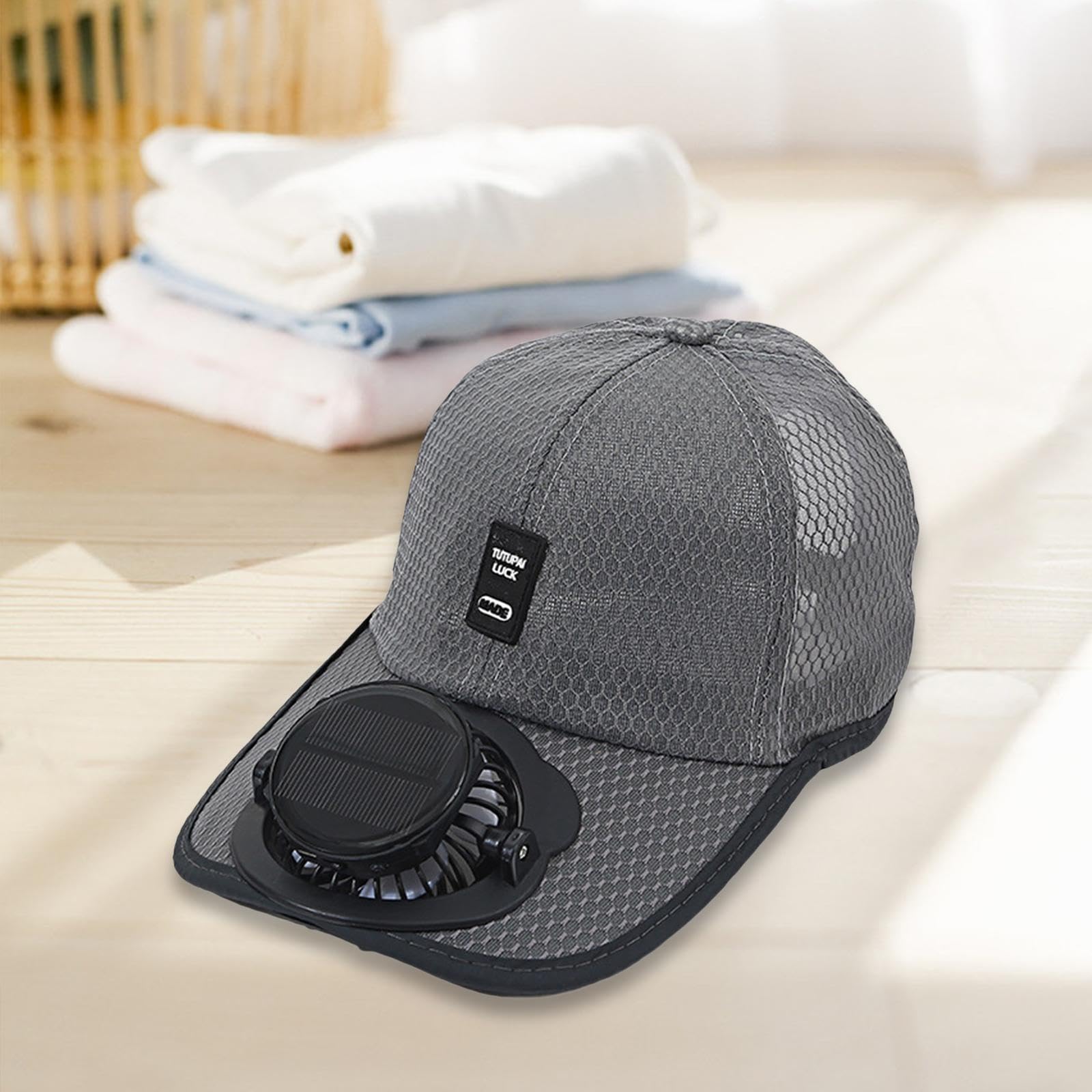 F Fityle Solar-Baseballkappe mit Ventilator, Ventilator Kühler Kappe, Cap mit Lüfter, Solar-Fan-Hut, Baseballmütze Fanmütze, UV-Schutz-Strandhut mit Kühlventilator für Camping Radfahren Laufen