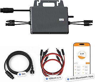 TSUN Mikro-Wechselrichter 800W TSOL-MS800 für Balkonkraftwerk, IP67 wetterfest, Plug&Play Installation, 2 MPPT, Bluetooth & WiFi, inkl. 5m Anschlusskabel & 4X 1 m Solar-Verlängerungen, Micro Inverter