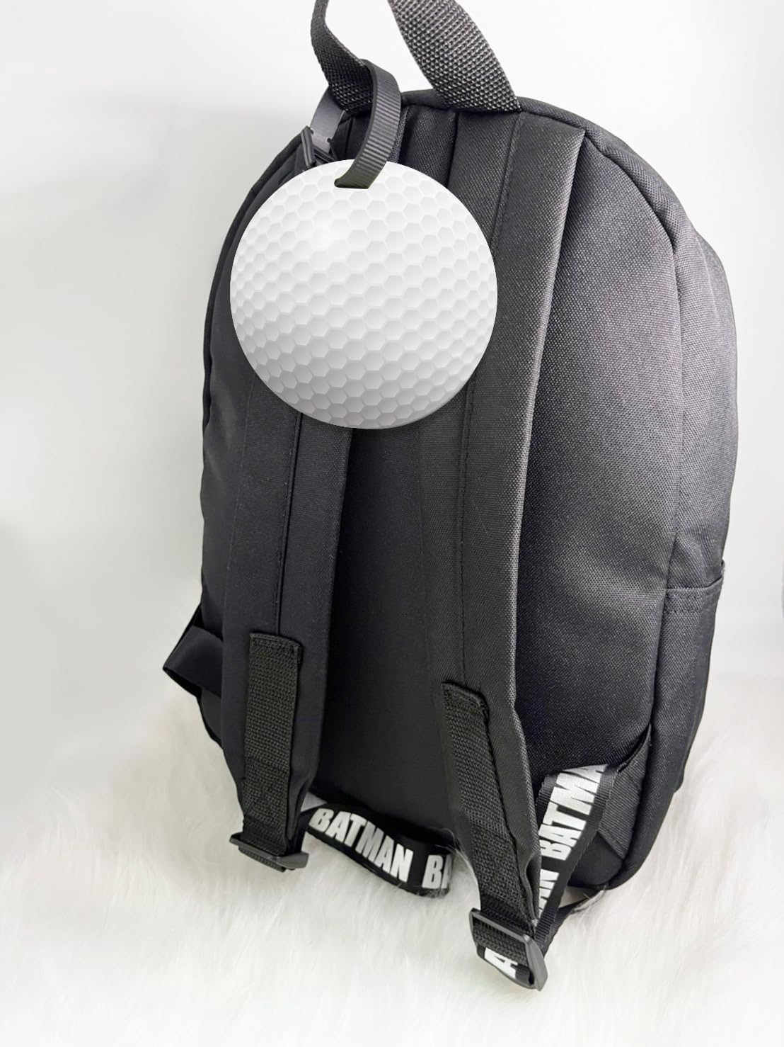 SetGo Golf Ball Round Luggage Tags (Set of 2) Round Suitcase ID Holder with Write-On Backside, Durable PVC Travel Bag Tag with Strap – Sports Travel Accessory (Golf Ball tag)