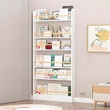 Book Shelf, Behind The Door Bookshelf, 6-Tier Behind The Door Shelf, Childrens Bookshelf Kids Bookcase Storage Shelves for Bedroom, Living Room, Home Office