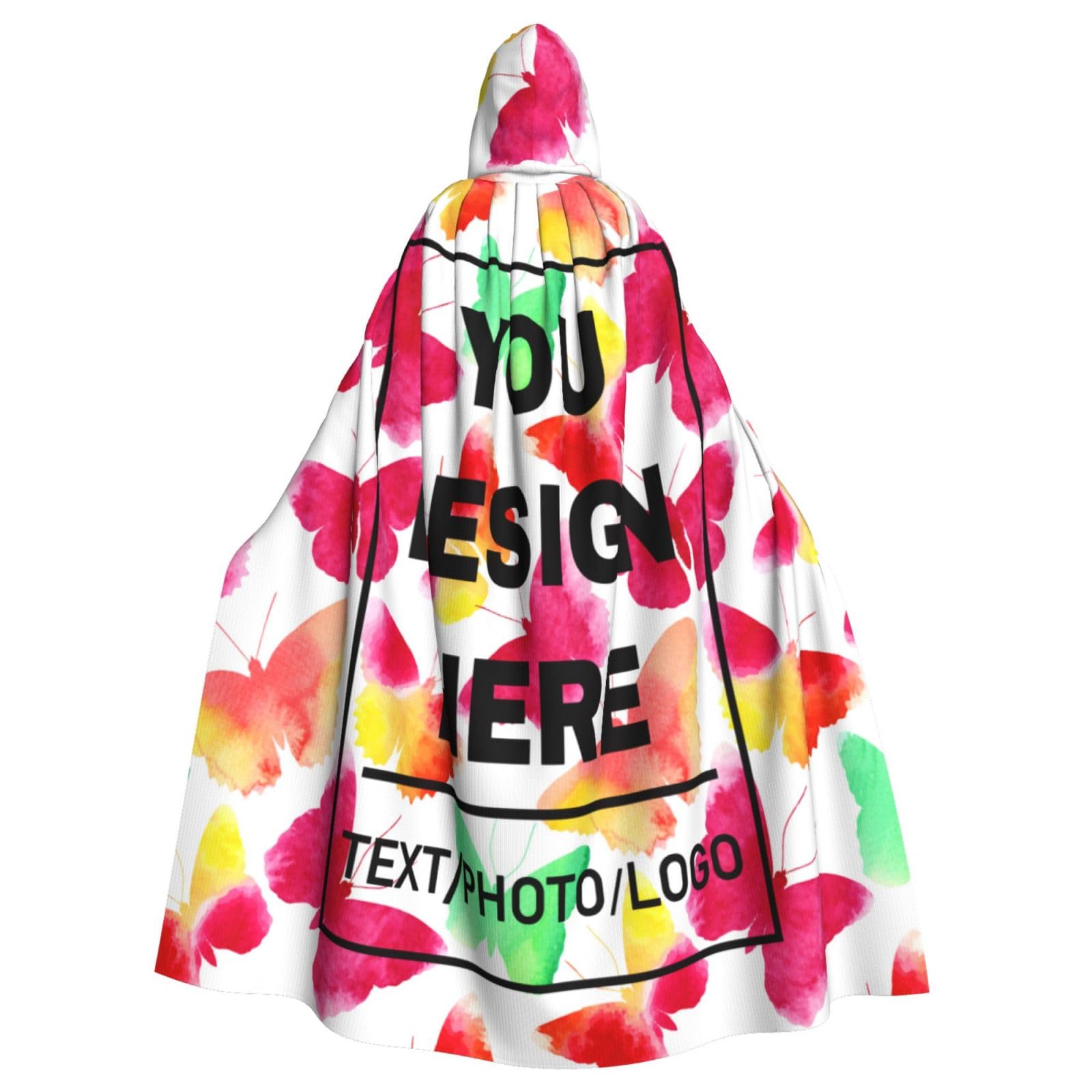Custom Cape with Image Personalised Cloak with hood Design Your Halloween Costumes Wedding Party Masquerade Cloak Add Photo Logo Text Personalised witch cape Funny Gift for Adult Him Her Couple Friend