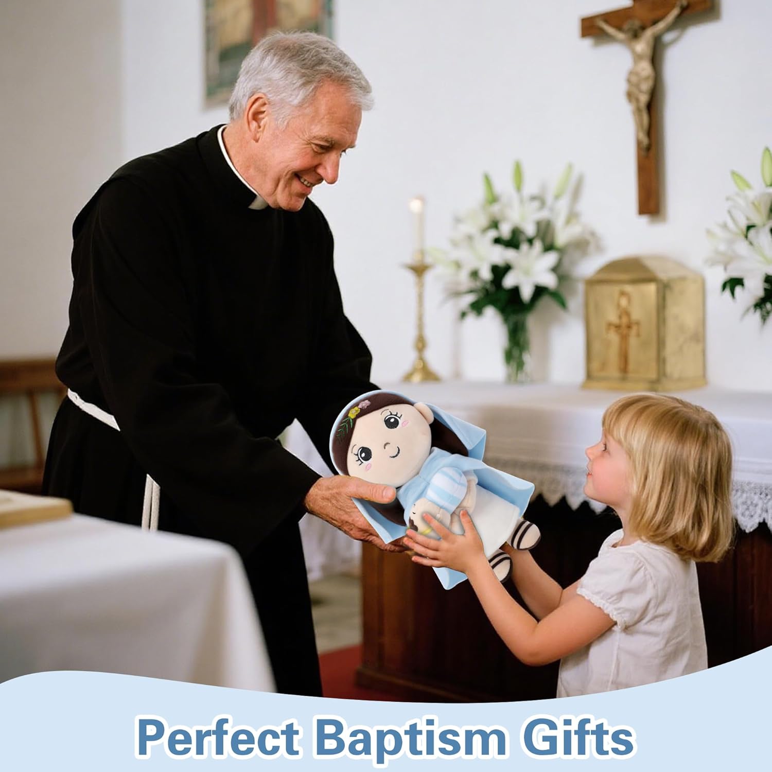 Mary Kids' Plush Toy Pillow – Exquisite Virgin Mary Baby Jesus Doll Perfect for First Communion 12 Inch - Image 5