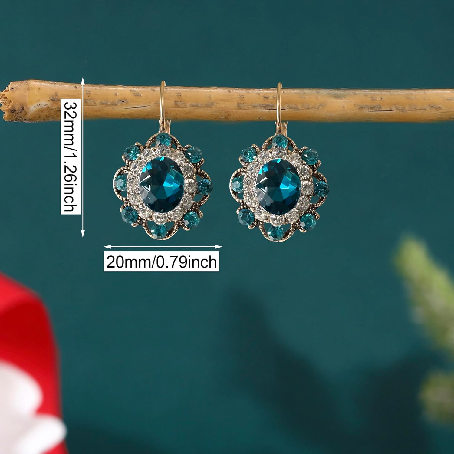 GPASTG Handmade Bohemian Vintage Gold Sparkly Crystal Round Flower Leverback Earrings Cute Rhinestone Geometry Dangle Drop Earring for Women - Image 5