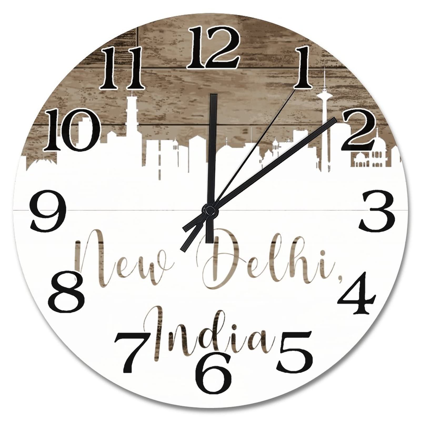 Horloge murale Delhi 38,1 cm sans bruit déco urbaine à piles