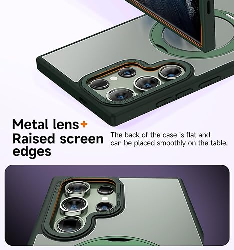 Miniatura 6 de MAGIC JOHN Funda magnética para Samsung Galaxy S22 Ultra compatible con Magsafe con soporte de metal magnético giratorio a prueba de golpes de grado