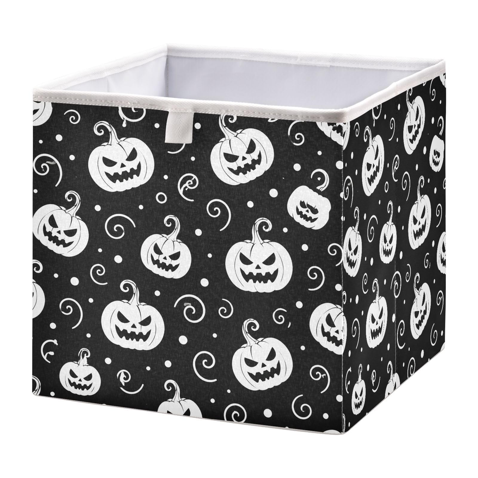 Ewusp Halloween Pumpkins Cube Storage Boxes 28x28 cm Foldable Closet Organiser Bin Holiday Basket Baby Basket for Nursery Bedroom Office