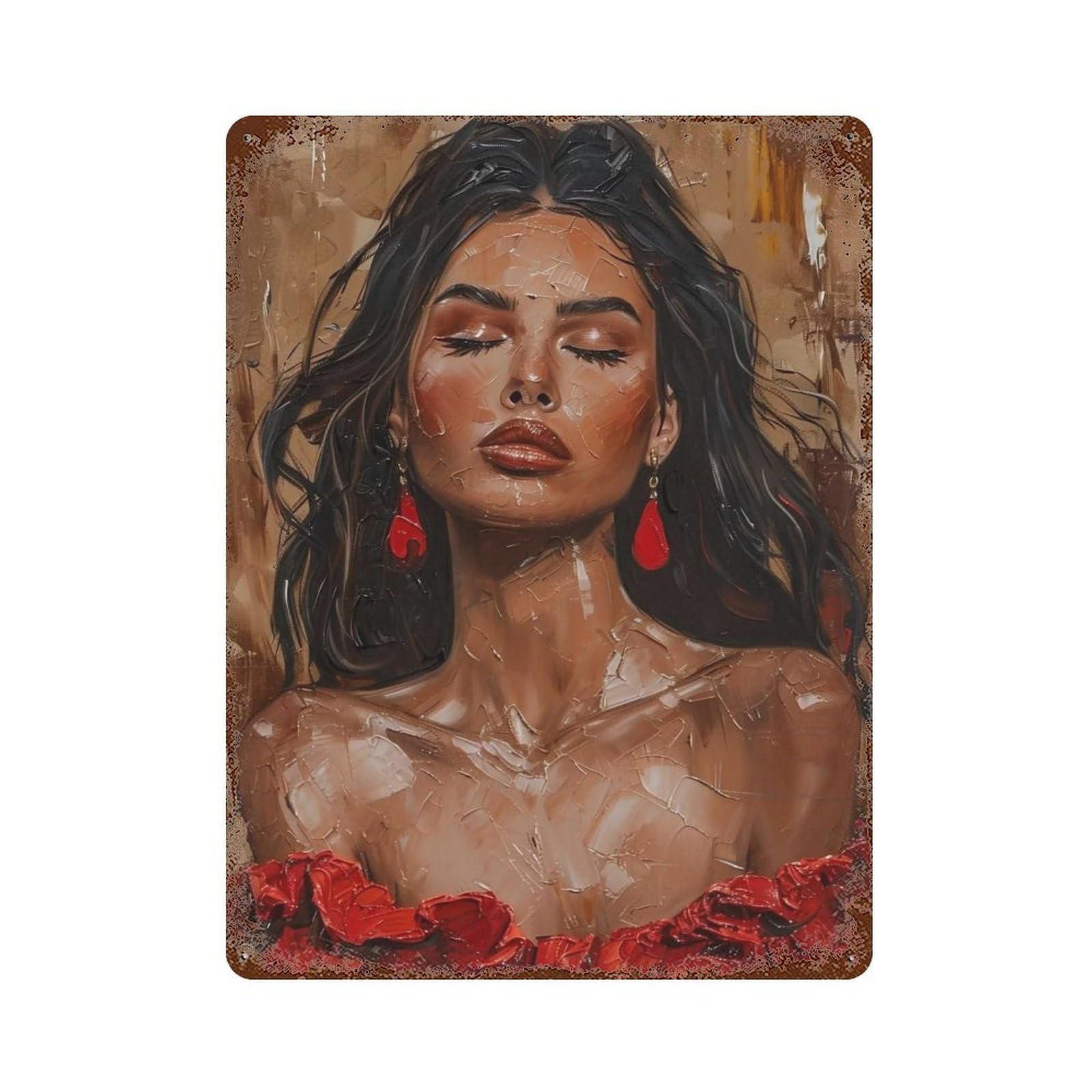 HDURYEYRYY Scarlet Lady Portrait 03 Wall Retro Iron Vintage Art Metal Tin Sign Poster Modern Home Cofffee Club Art Bar Shop Decor 40x30cm